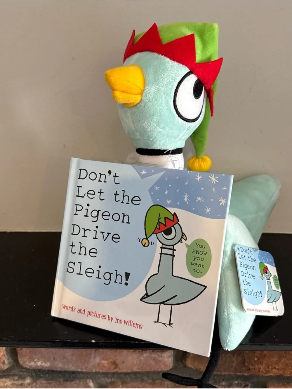 Kohl's Mint Green Pigeon Plush with Festive Elf Hat